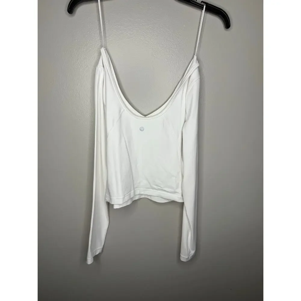 Lululemon White Long Sleeve Open Back Yoga Top | Women’s Athletic Shirt Size 8